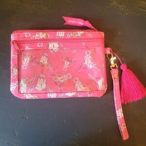 Simply Southern Pink Wristlet Wallet ID Case Cow Skull
